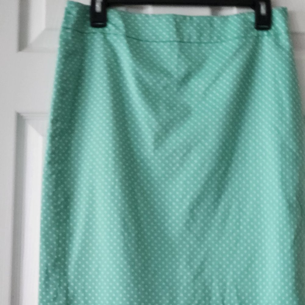 Ann Taylor Teal polka dot Pencil Skirt